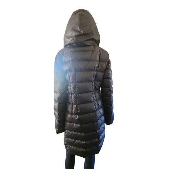 T Tahari 100% Polyester Puffer Hood Jacket Blue Zipper Long Sleeve Size Large - Picture 2 of 15